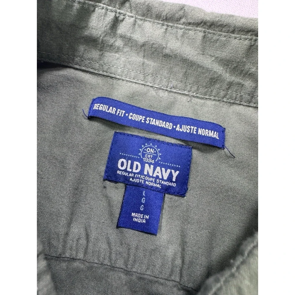 Old Navy Regular Fit Men's Large Bootcamp Soft Landing Button Shirt Army Fatigue